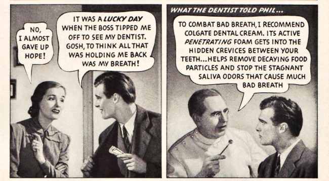 Vintage Ad Colgate Dental Creme 1940 speech bubbles