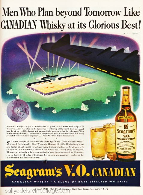 Vintage Ad 1943 Seagram's illustration future airplanes