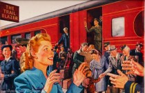 vintage ad illustration train 1945