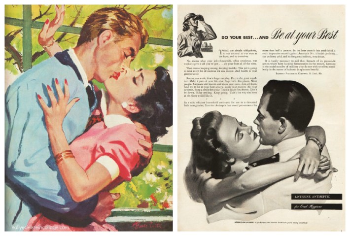 A Kiss is Still a Kiss romance listerine ad illustration couples kissing 1940s