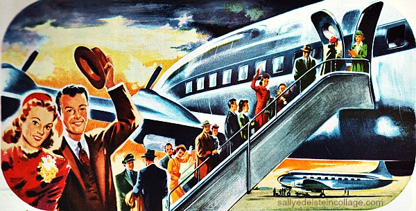 vintage travel airline ad airplane illustration 1940s