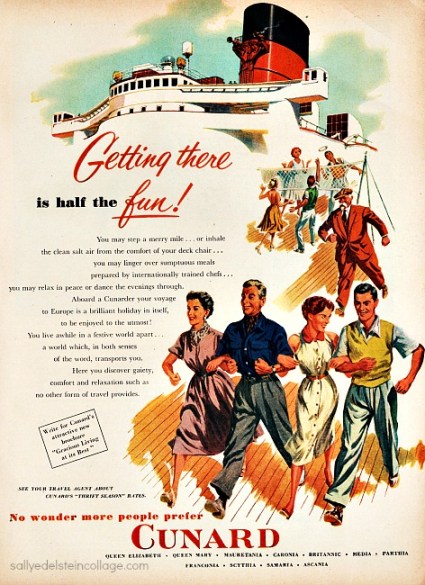 travel cruises cunard vintage ad 1950s