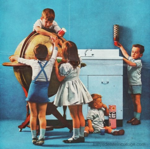 Searching the Globe- Vintage Ad Dixie Cups 1950s travel globe children 1950s