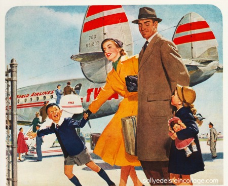 Vintage Travel Ad TWA Vintage Travel Ad TWA 1950s family illustration
