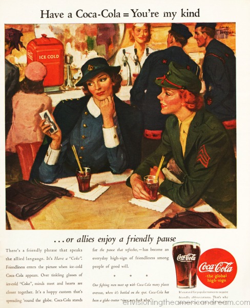 WWII Coke  ad illustration female soldiers 1940s