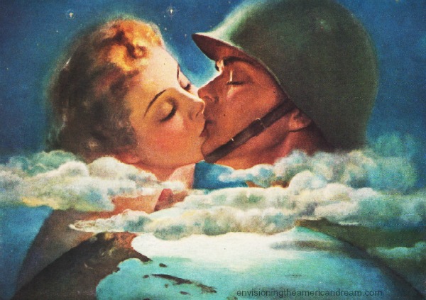 Vintage ad WWII 1942 Gruen Watches WWII vintage illustration soldier kissing girl 1940s