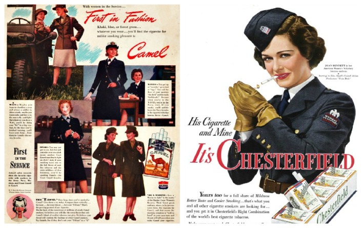 WWII Women soldiers  ads smoking