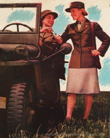 WWII Women soldiers ad jeep