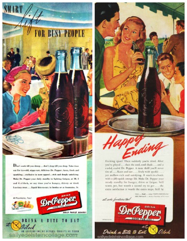 beverages dr pepper ads illustration 1940s