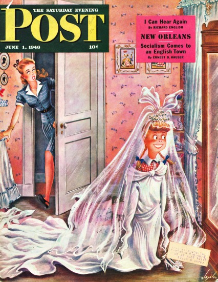 Brides vintage illustration Saturday  Evening Post Cover 