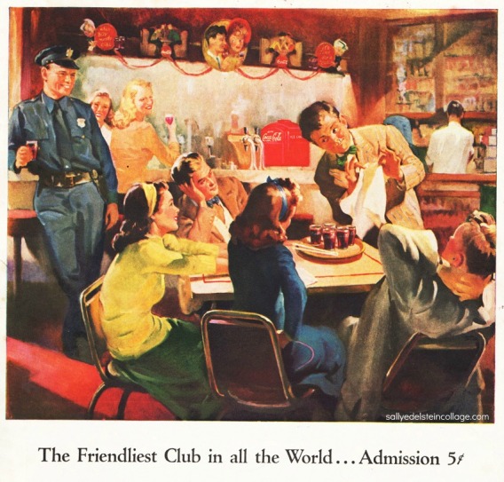 Coke soda fountain 1946 illustration