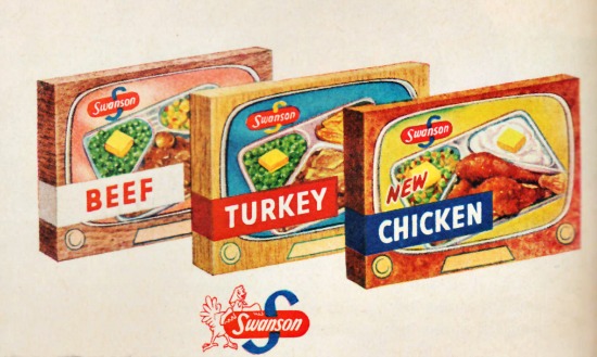 food swanson TV dinner boxes 1955 