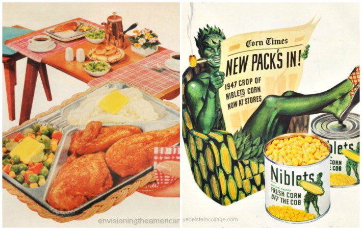 food TV dinner jolly green giant corn ad