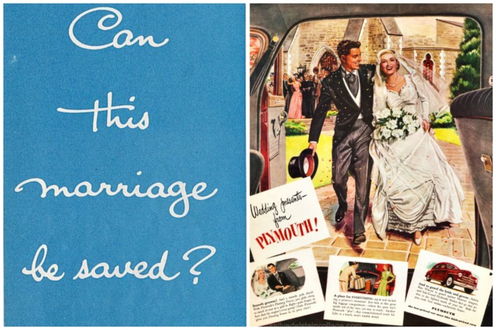 Vintage ad birde and groom wedding marriage