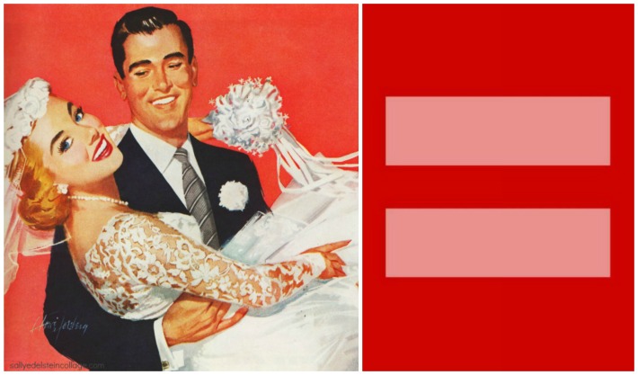 Marriage Equality illustration bride and groom 1950s