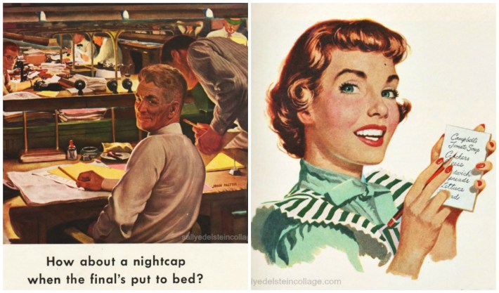 vintage illustration newspaper vintage housewife illustration