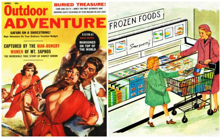 pulp outdoor adventure frozen food illustration