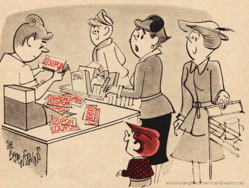 Vintage Cartoon-Shopping With Buzzy 1956 by The Berenstains shopping cartoon 1950s