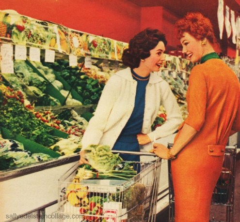Happy Housewives Grocery Shopping 1958 shopping supermarket housewives1950s