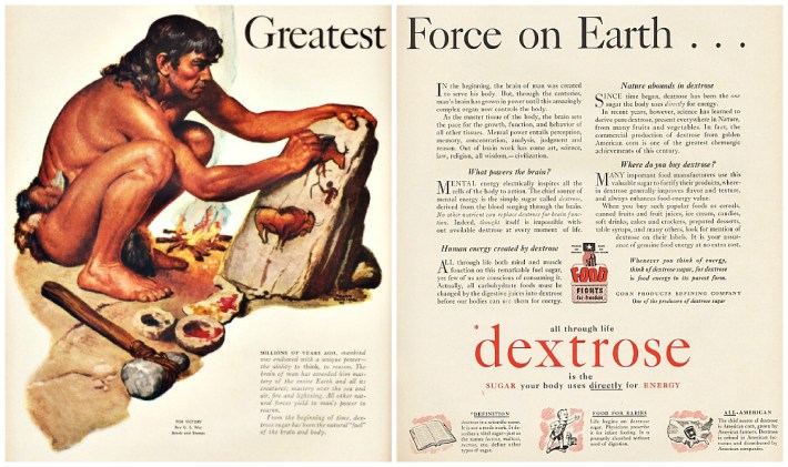 sugar dextrose ad cave man illustration