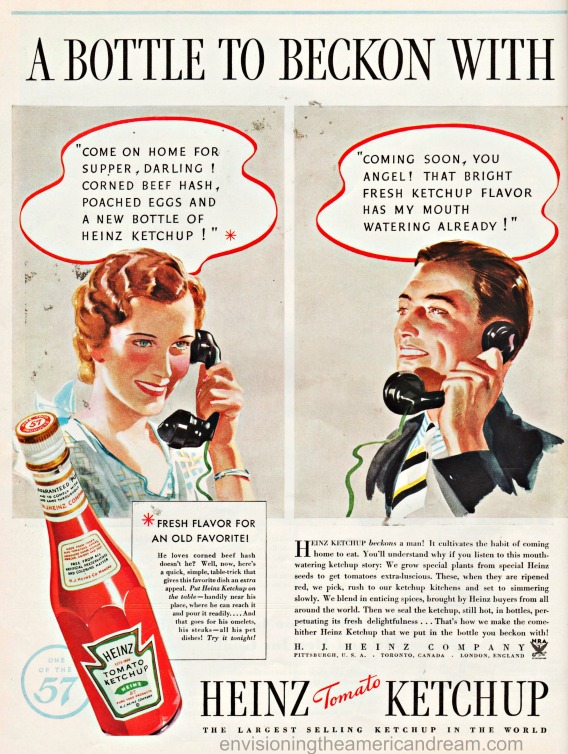 1934 Food Heinz Ketchup ad illustration man and woman