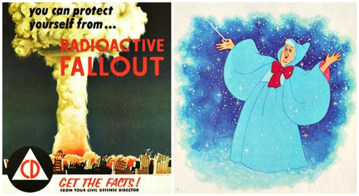 Civil Defense Fallout poster 1950s Fairy Godmother illustration