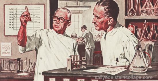Doctors in lab vintage illustration 1950s