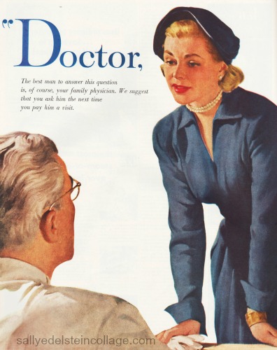 vintage illustration doctor woman 1950s