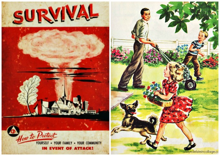 Nuclear Attack Survival Guide vintage childrens book illustration family 1950s