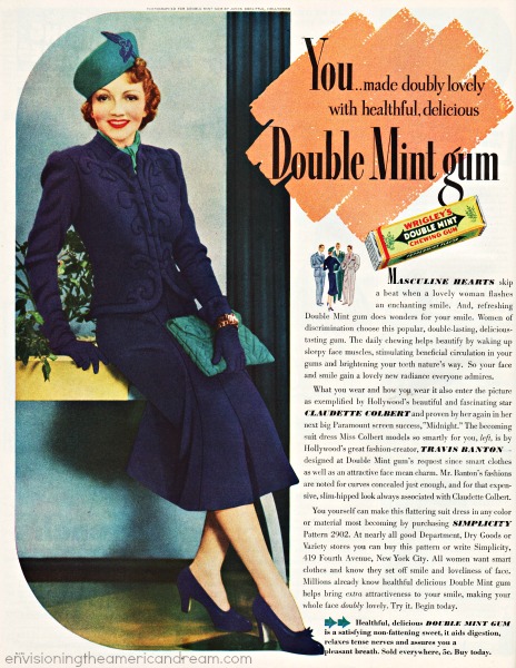 vintage ad Gum Claudette Colbert