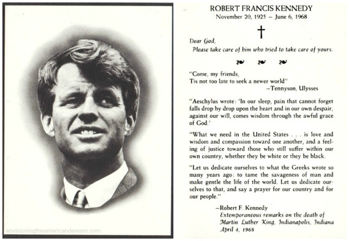 Robert F Kennedy Funeral Card