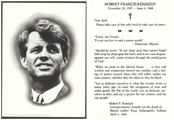 Kennedy Funeral Card 1968