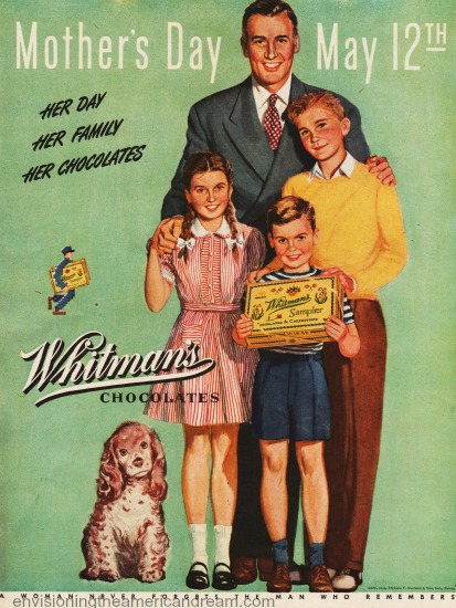 vintage mothers day whitmans ad family illustration