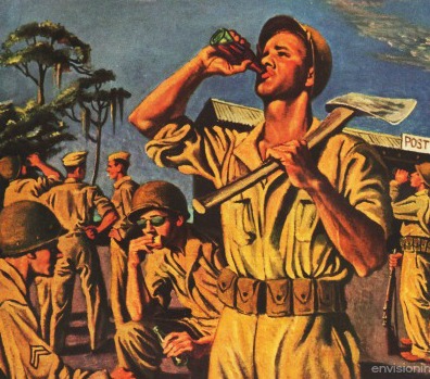 WWII Coke ad 1944 illustration soldier