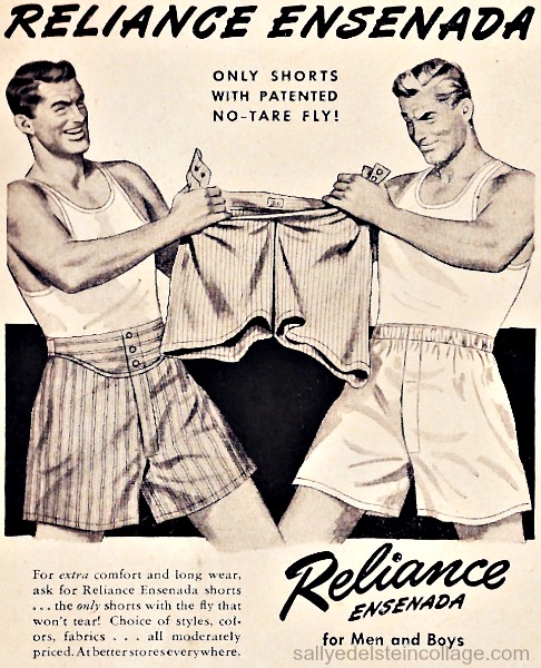 vintage illustration men in underwear ad 