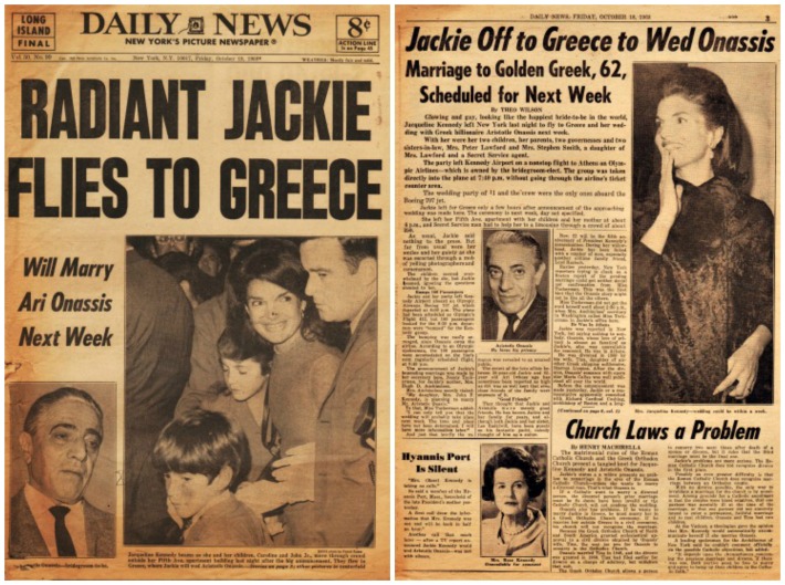 Kennedy Jackie Wedding newspaper 1968