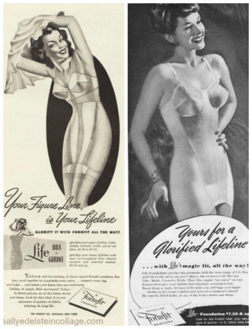 Vintage Lingerie Ad Formfit Bras and Girdles 1940s illustration lingerie bras girdles formfit 1940s ads