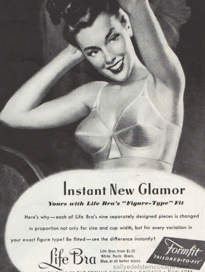 Vintage Lingerie Ad Formfit Bras 1948 vintage illustration woman bullet bra formfit 1940s
