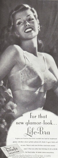 Vintage Lingerie Ad Formfit Bras 1948 Vintage illustration woman in bra formfit 1948 ad