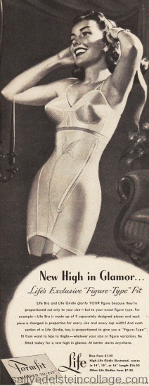 Vintage Ad Formfit Bra 1948 Vintage illustration woman in bra and girdle Lingerie Formfit 1940s