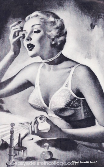 Vintage Lingerie Ad Formfit Bras 1950 vintage illustration woman in bra lingerie formfit 1950 ad