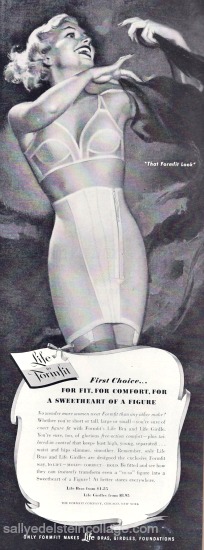 Vintage Lingerie Ad Formfit Life Bras 1951 vintage illustration woman in bra formfit ad 1950s