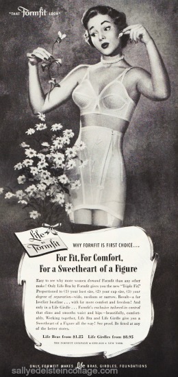 Vintage Ad Permalift Bra 1951 vintage illustration woman in bra and girdle lingerie formfit 1950s