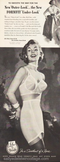 Vintage Ad Formfit Bra 1953 vintage illustration woman in bra and girdle 1950s ad