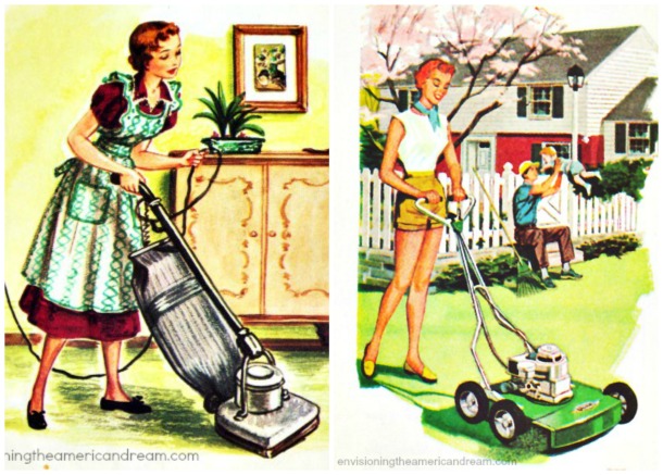 suburbs gardening mowers housework