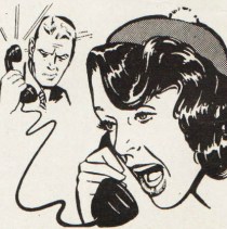 BW Illustration talking on telephone