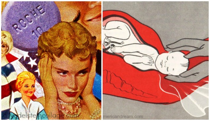 The American Way of Birth art collage retro illustration baby being born