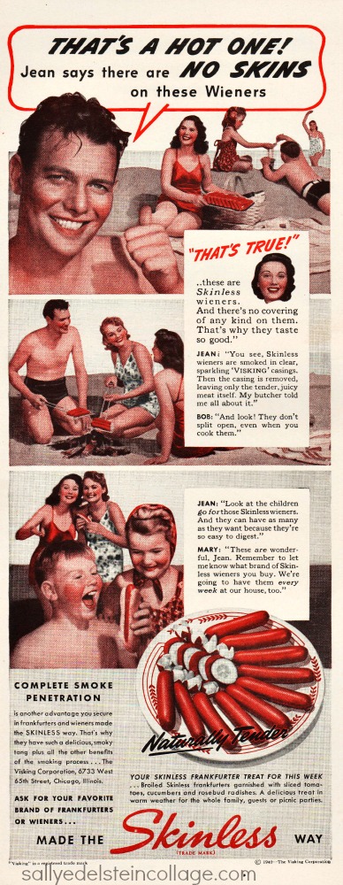 Skinless Wieners Vintage Ad 1940 wiener ad vintage summer barbecue