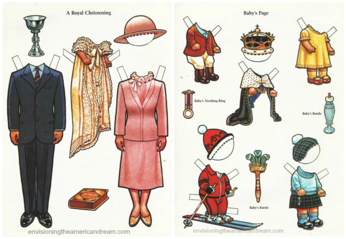 "Chuck & Di Have a Baby" Paper Doll Book illustrations