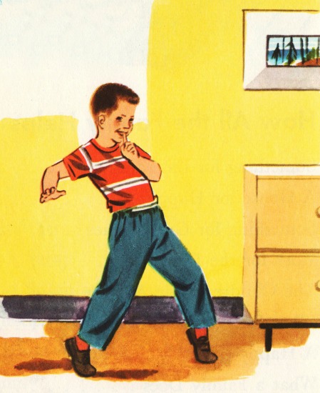 vintage school book illustration boy